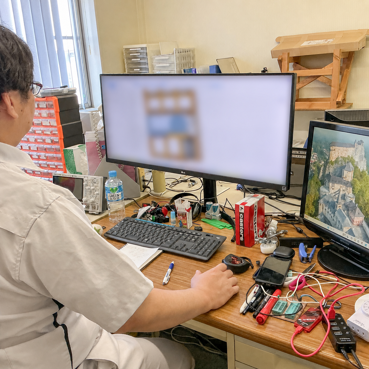 PCでゲーム機の筐体を設計する様子